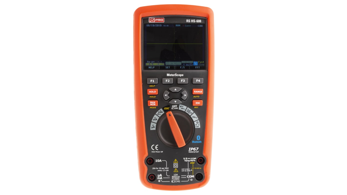 RS PRO HS608 MeterScope HandDigital Multimeter, CAT III, CAT IV 1000V ac / 10A ac, 50MΩ