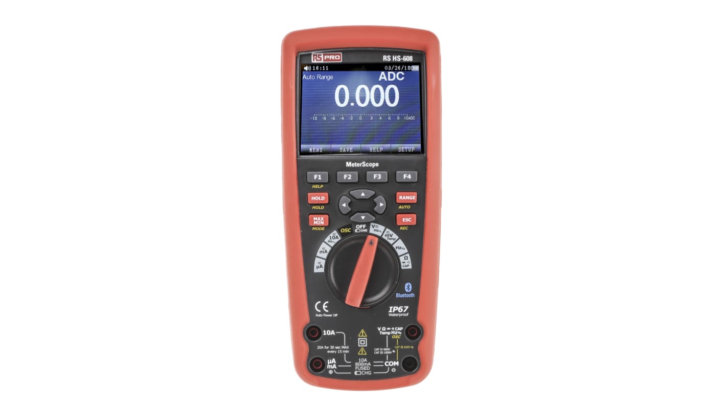 RS PRO HS608 MeterScope Multimeter, 10A ac, 1000V ac, RSCAL kalibreret