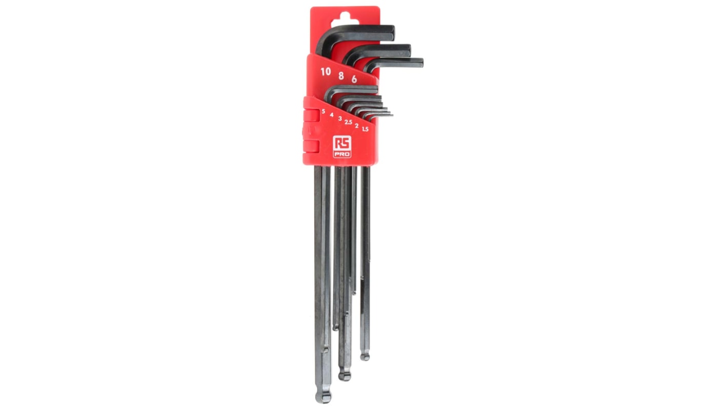 RS PRO 9 piece L Shape Metric Hex Key Set, 1.5mm