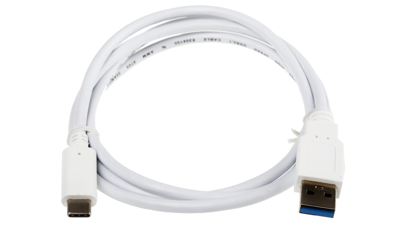 Cable USB 3.1 RS PRO, con A. USB A Macho, con B. USB C Macho, long. 1m, color Blanco