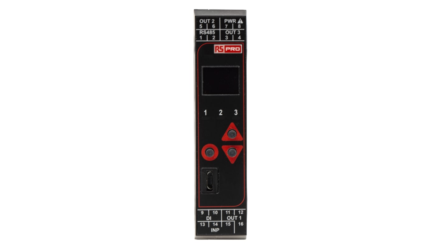 Controlador de temperatura PID RS PRO, 22.5 x 110mm, 100 → 240 V ac, 1 entrada Corriente dc, tensión dc, RTD,