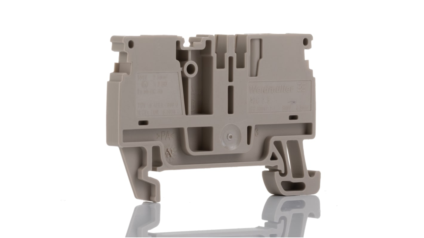 Weidmuller A Series Beige DIN Rail Terminal Block, 2.5mm², Single-Level, Push In Termination, ATEX