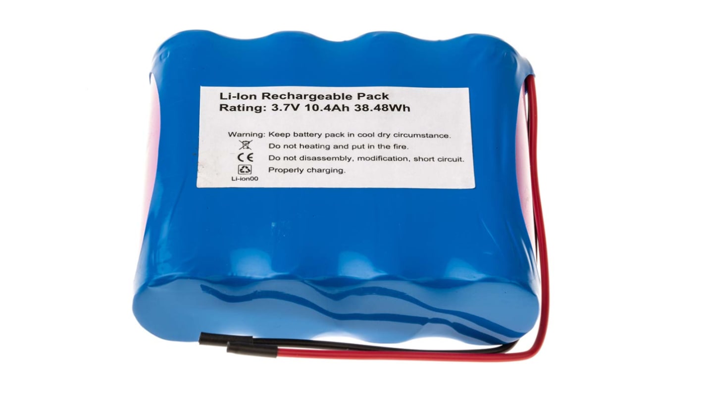 RS PRO Li-Ion Akkupack, 4-Zellen 73 x 68 x 19 mm 3.7V / 10.4Ah, Draht-Anschluss