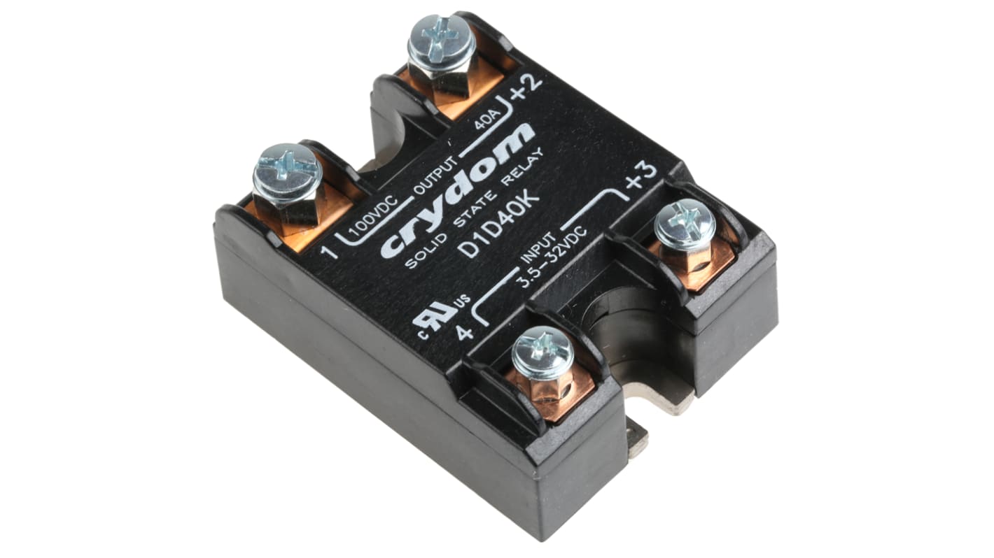 Sensata / Crydom 1-DC Series Solid State Relay, 40 A dc Load, Panel Mount, 100 V dc Load, 32 V dc Control