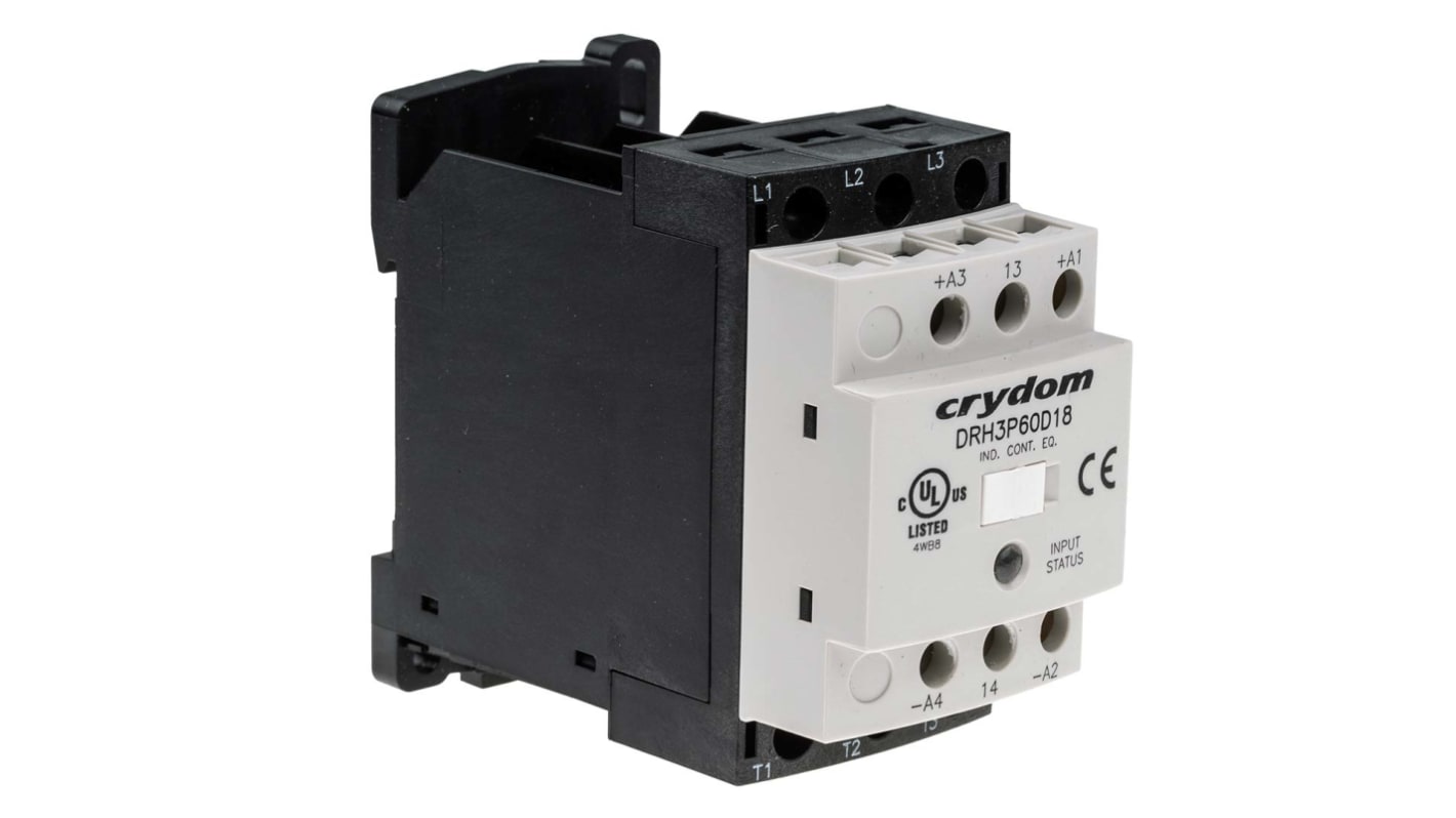 Sensata / Crydom DRH Series Solid State Contactor, 3-Pole, 18 A, 120 V ac, 200 V dc