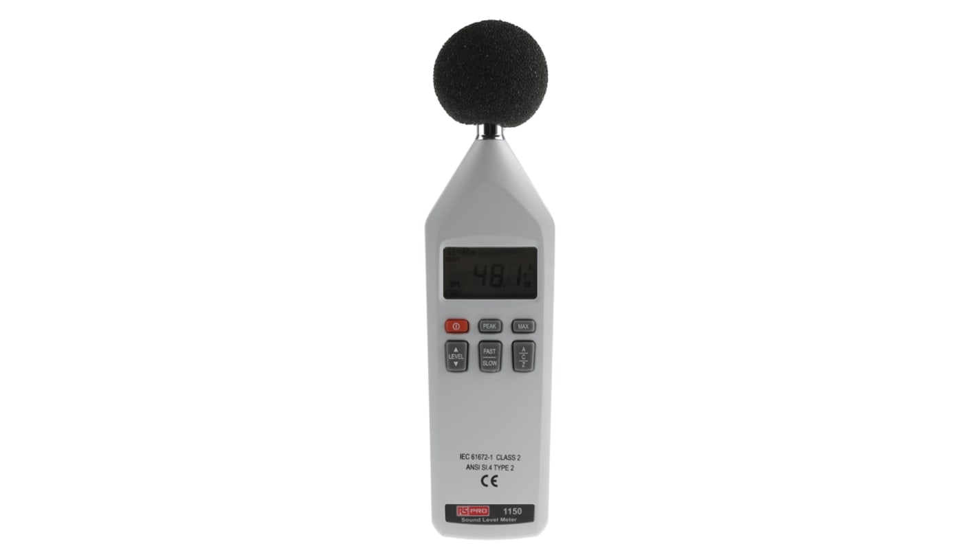 RS PRO Sound Level Meter, 30dB to 130dB, 8kHz max