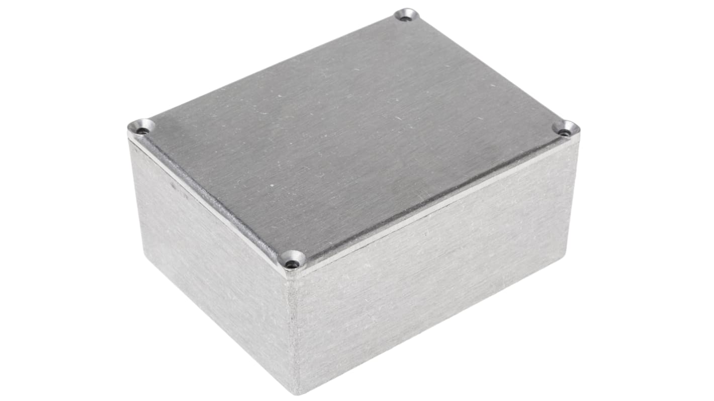 RS PRO Grey Die Cast Aluminium Enclosure, Grey Lid, 110 x 82.5 x 44.5mm