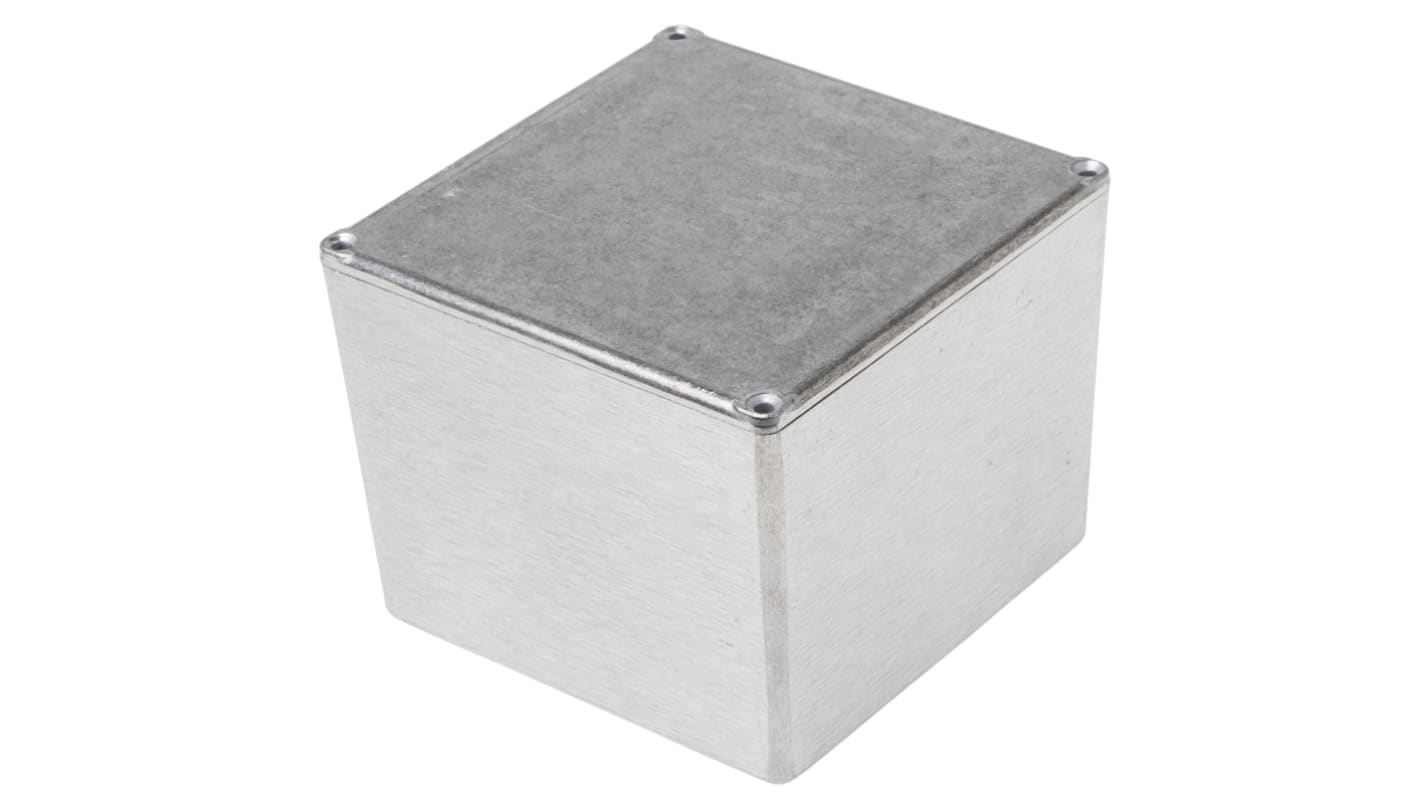 RS PRO Grey Die Cast Aluminium Enclosure, Grey Lid, 120.5 x 120.5 x 95.2mm