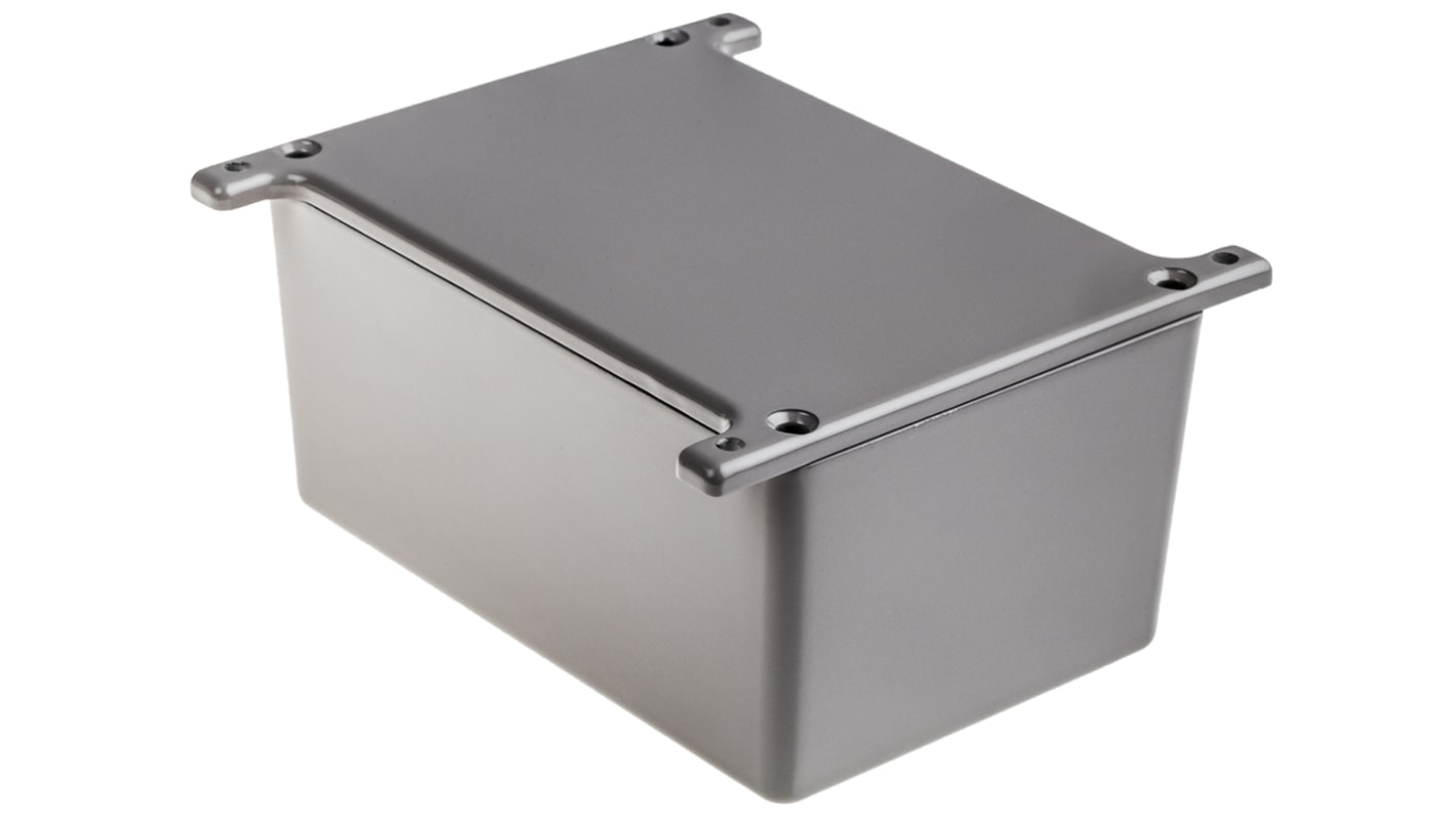 RS PRO Grey Die Cast Aluminium Enclosure, Flanged, Grey Lid, 120.5 x 80 x 59.2mm