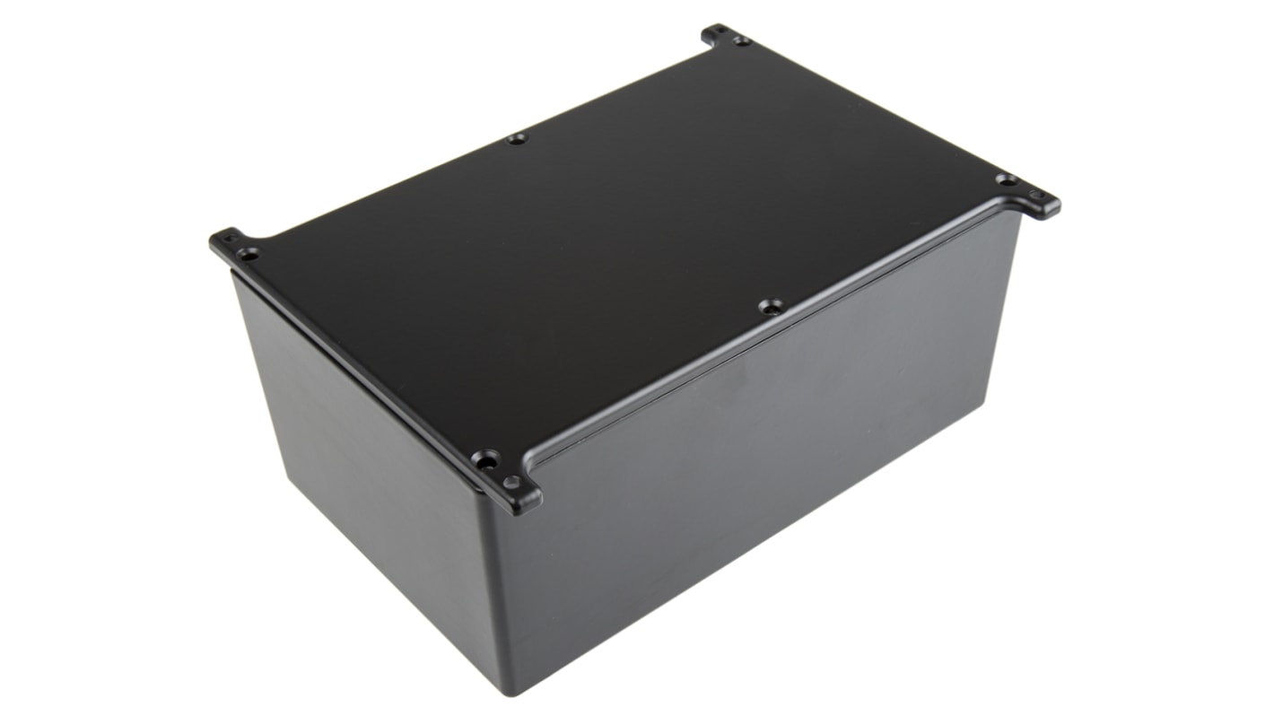 RS PRO Black Die Cast Aluminium Enclosure, Flanged, Black Lid, 187 x 118 x 81.7mm