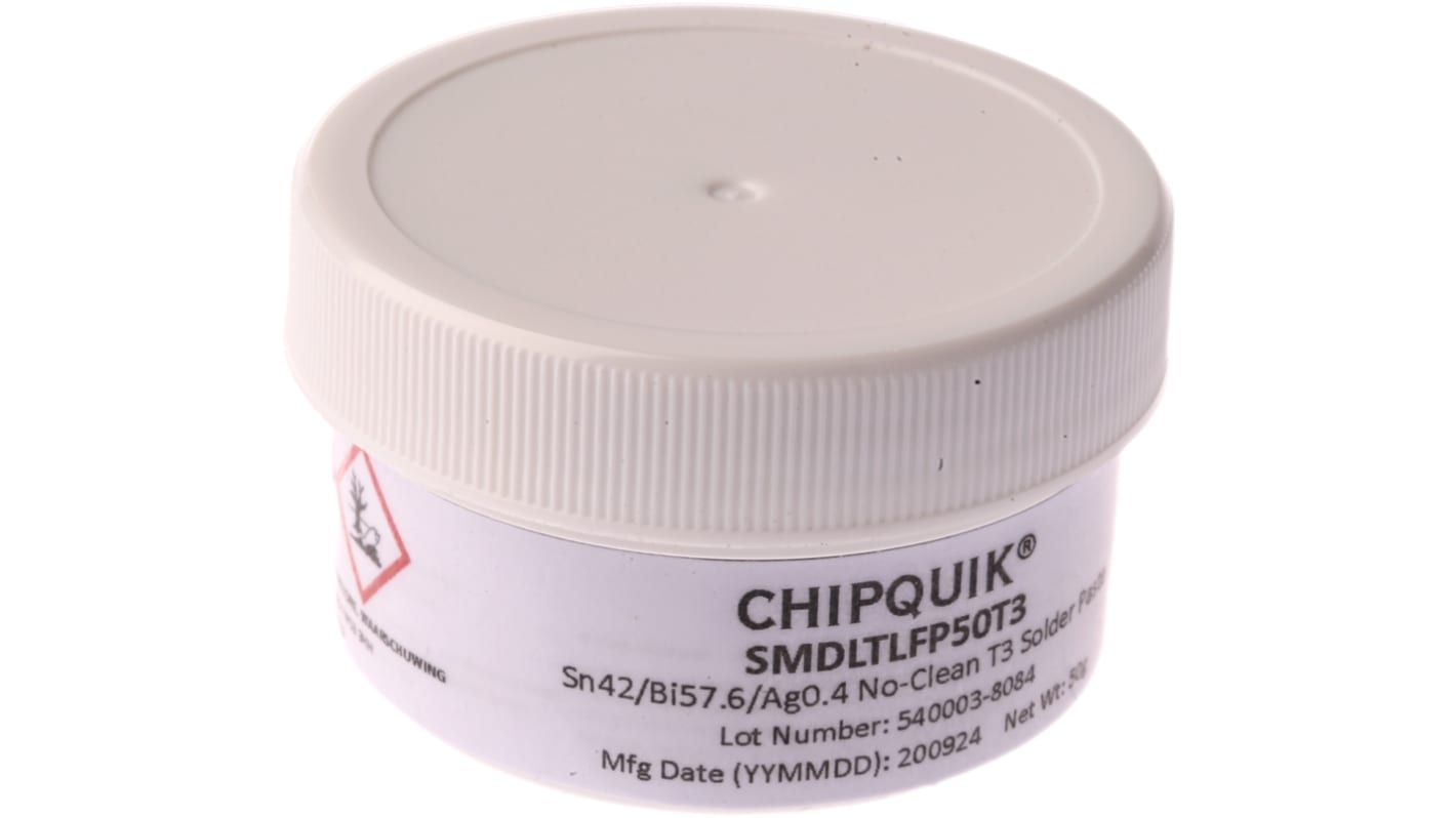 Pasta de soldadura CHIPQUIK SMDLTLFP50T3 SMD LTLF, Tubo de 50g, Libre de Plomo