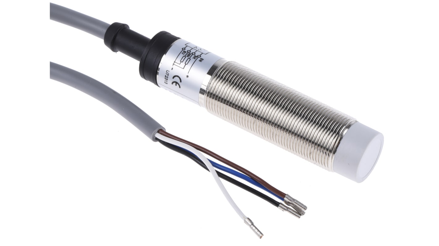 RS PRO Capacitive Barrel-Style Proximity Sensor, M18 x 1, 8 mm Detection, PNP Output, 10 → 30 V dc, IP67