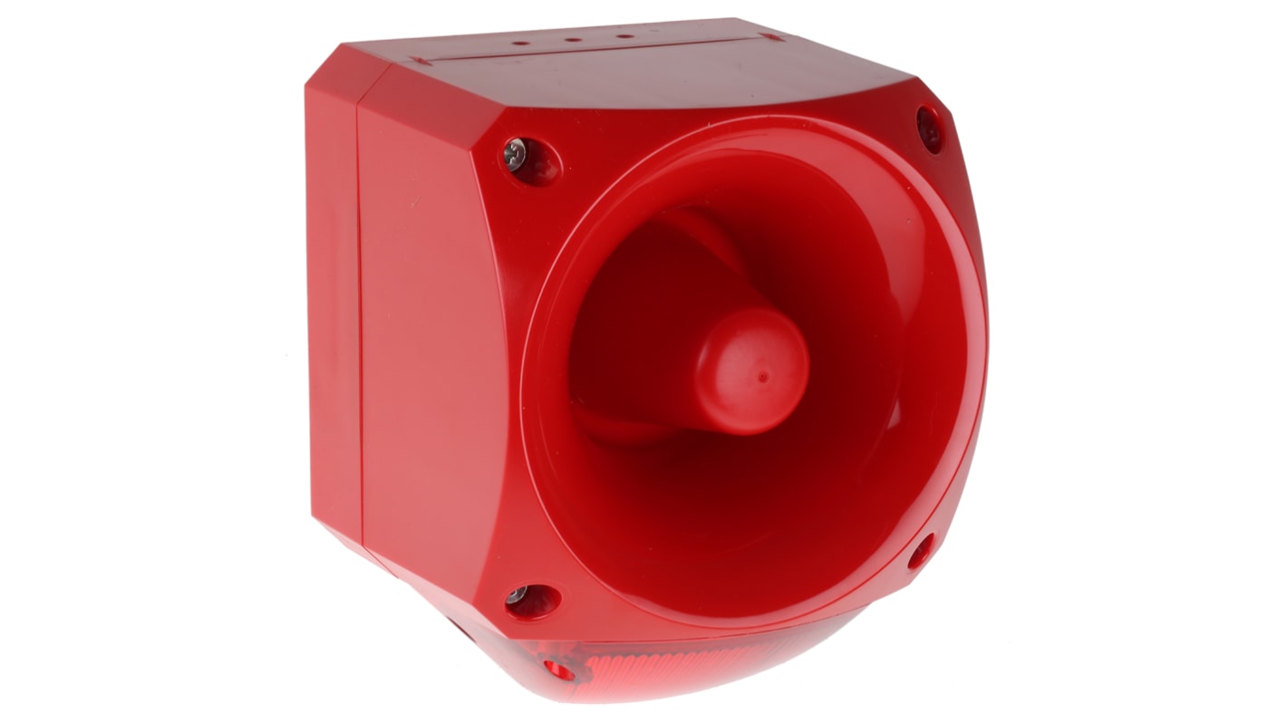 Segnalatore acustico e luminoso Klaxon serie PNC, Rosso, 10 → 60 V c.c., 113dB a 1 m, IP66