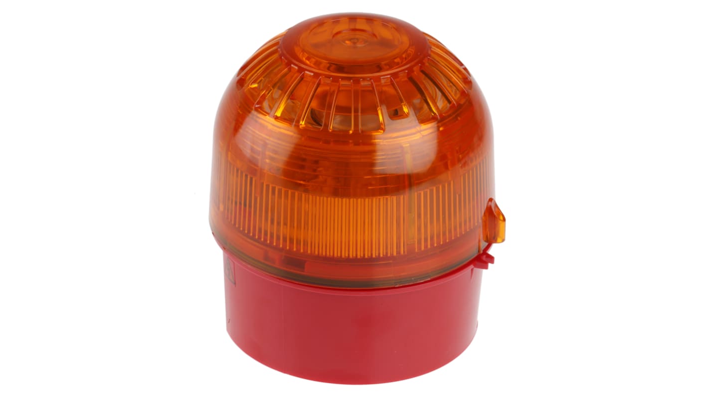 Klaxon PSS Series Amber Sounder Beacon, 110 → 230 V ac, IP65, Base Mount, 102dB at 1 Metre