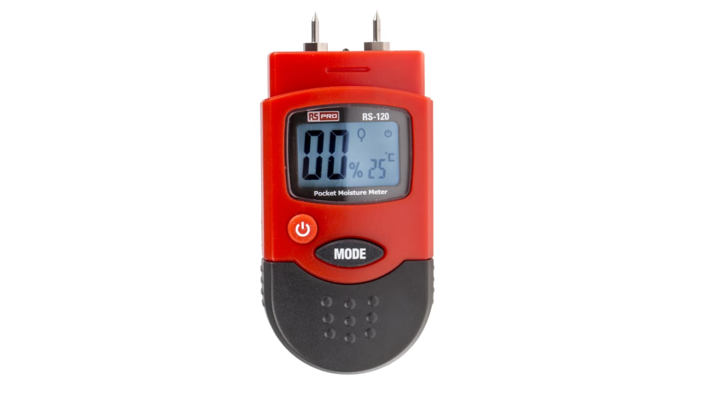 RS PRO RS-120 Moisture Meter, 0.2 → 2 %, 6 → 44 % RH Max, ±0.2 %, ±2 % Accuracy, Digital Display,