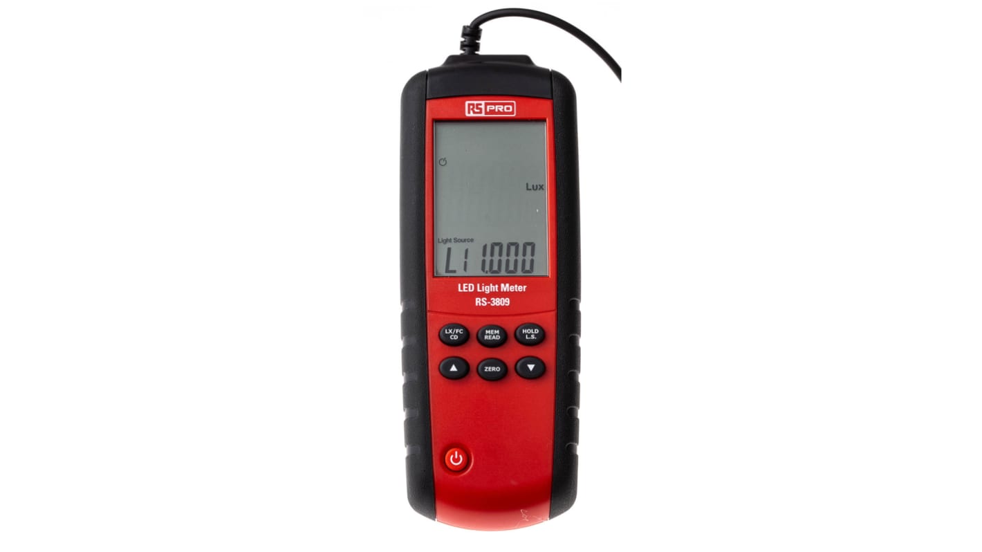 RS PRO RS-3809 Light Meter, 40lx to 400000lx, ±3 %