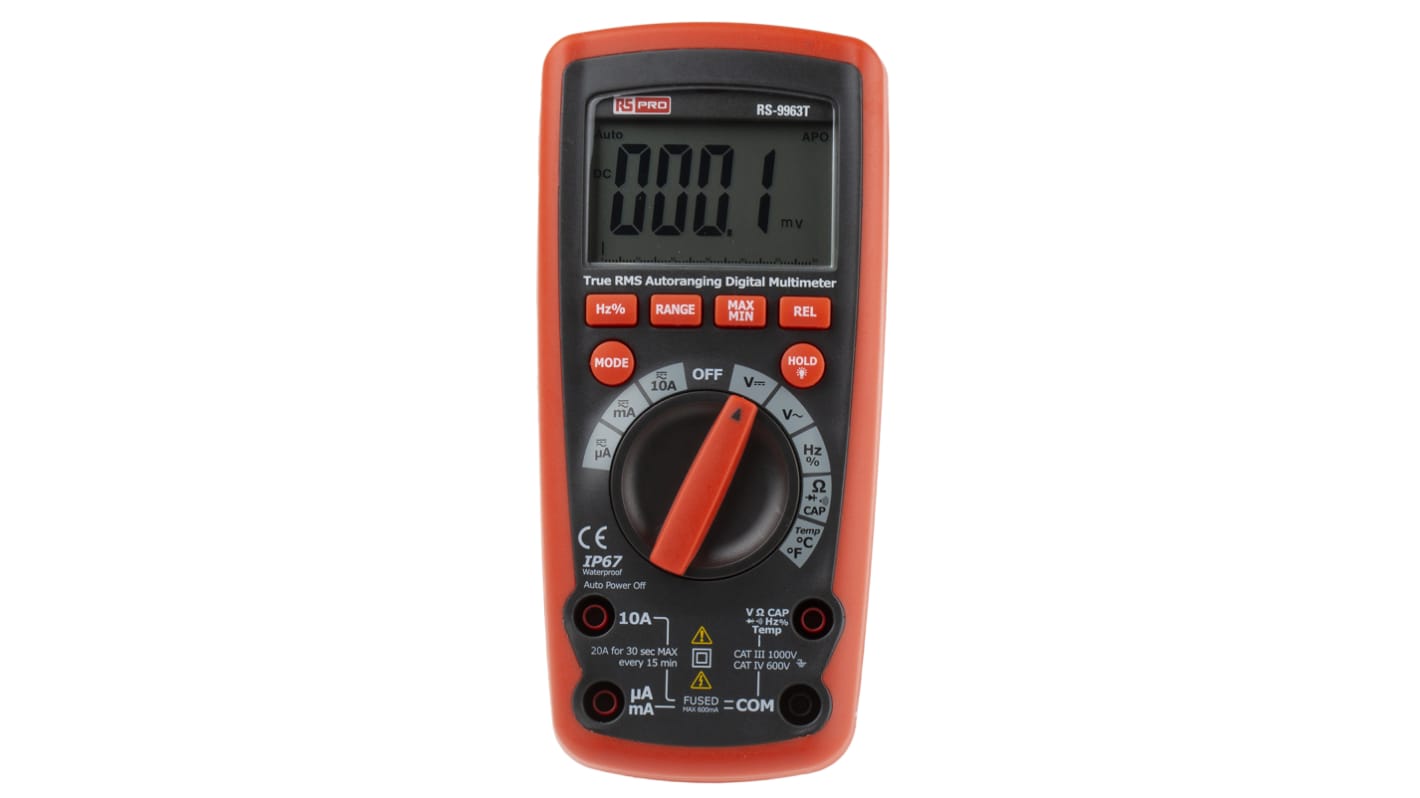 RS PRO RS-9963T Handheld Digital Multimeter, True RMS, 10A ac Max, 10A ...