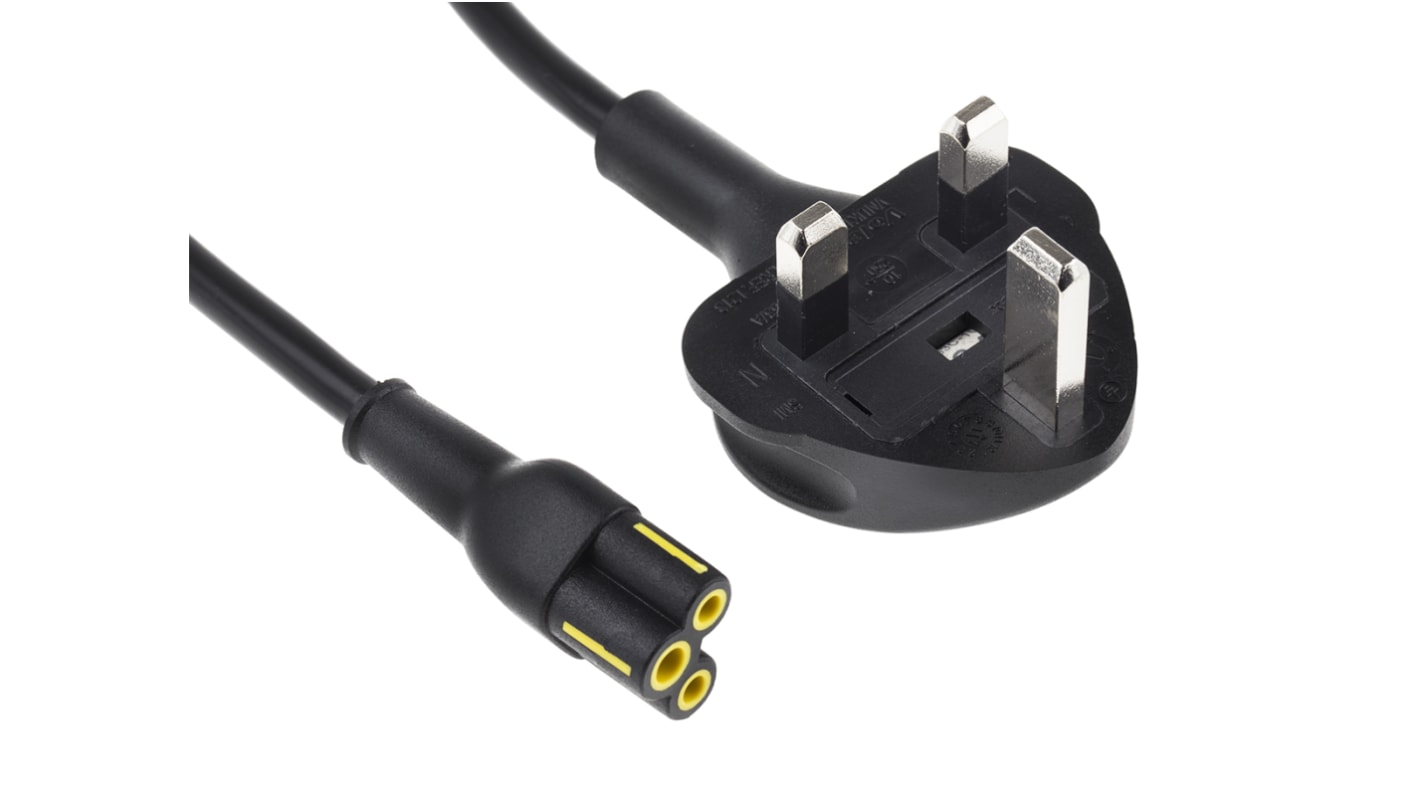 Cable de alimentación RS PRO Negro de 1m, 250 V / 2,5 A, 10 A