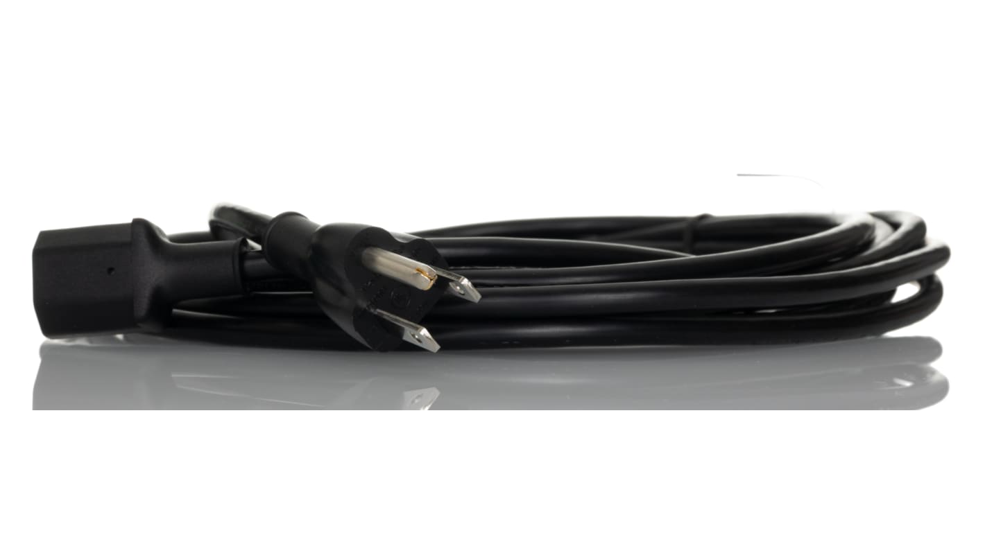 Cable de alimentación RS PRO Negro de 5m, con. A IEC C13, hembra, con. B Conector macho tipo B para EE. UU., macho, 250