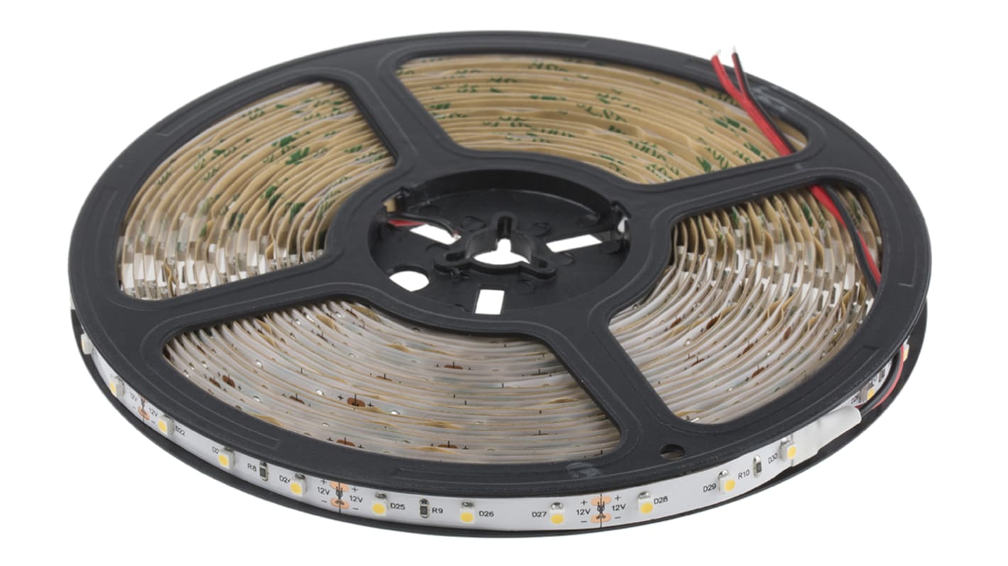 Tira de LED flexible RS PRO, 12V, color Blanco neutro, 4000 → 4500K, tira de 10m x 8mm, 60 leds/m, IP20