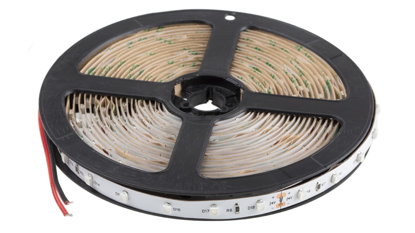 Tira de LED flexible RS PRO, 24V, color Verde, tira de 5m x 8mm, 60 leds/m, IP20