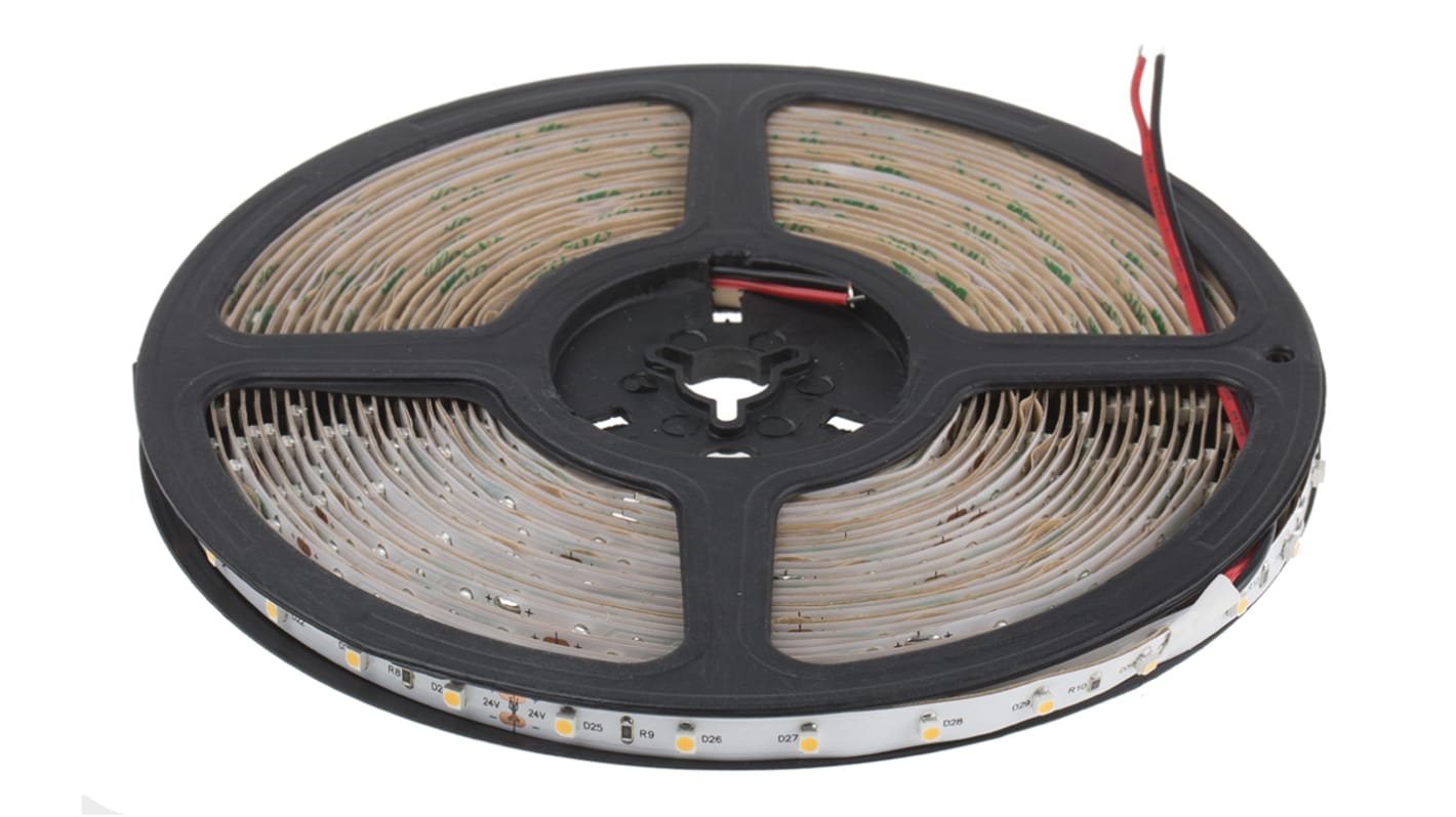 Tira de LED flexible RS PRO, 24V, color Blanco, 2700 → 3200K, tira de 10m x 8mm, 60 leds/m, IP20