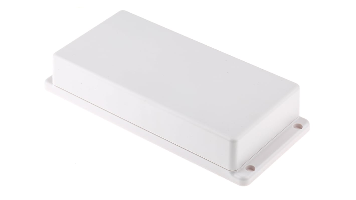 RS PRO White ABS Enclosure, IP40, Flanged, White Lid, 190 x 86 x 35mm