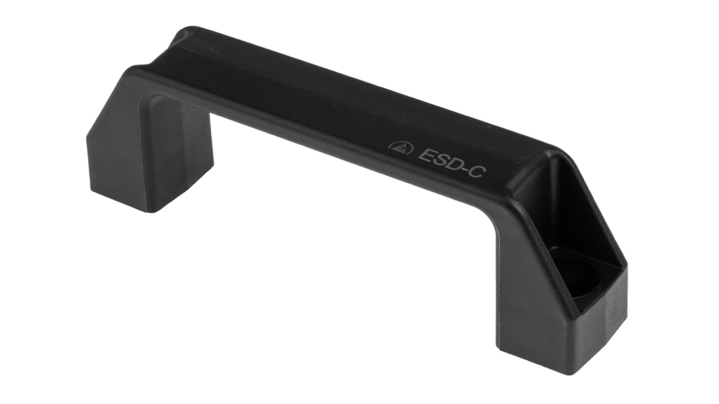 Tirador Elesa de Plástico Negro, 137mm x 41 mm x 26mm, distancia entre ejes 117mm