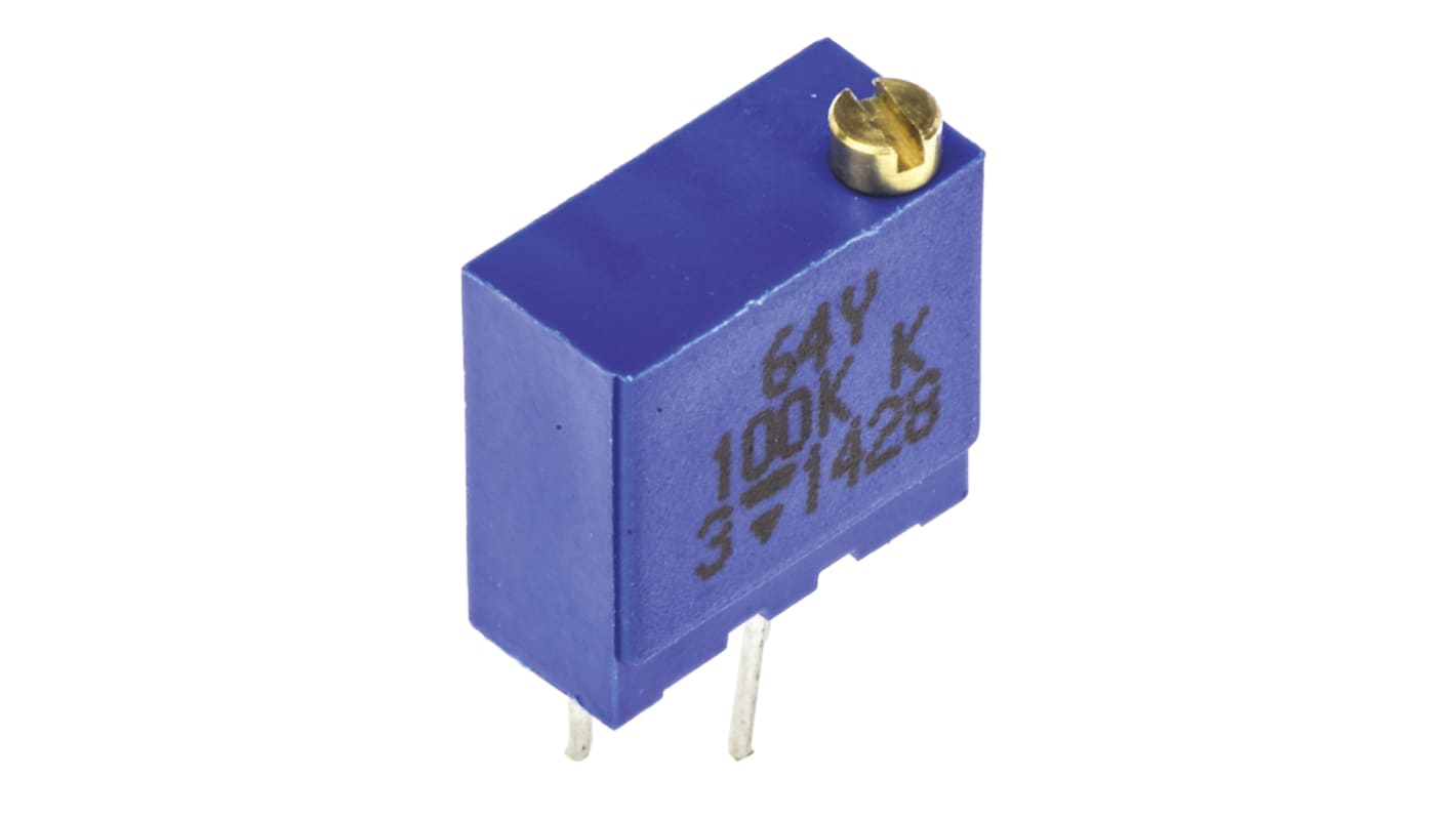 100kΩ, Through Hole Trimmer Potentiometer 0.5W Top Adjust Vishay, 64Y