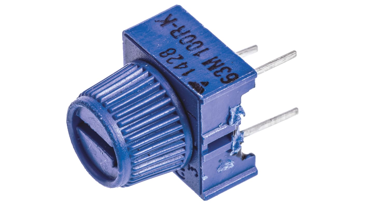 Vishay 63M 1-Gang THT Trimmer-Potentiometer, Einstellung von oben, 100Ω, ±10%, 0.5W, Pin, L. 9.52mm