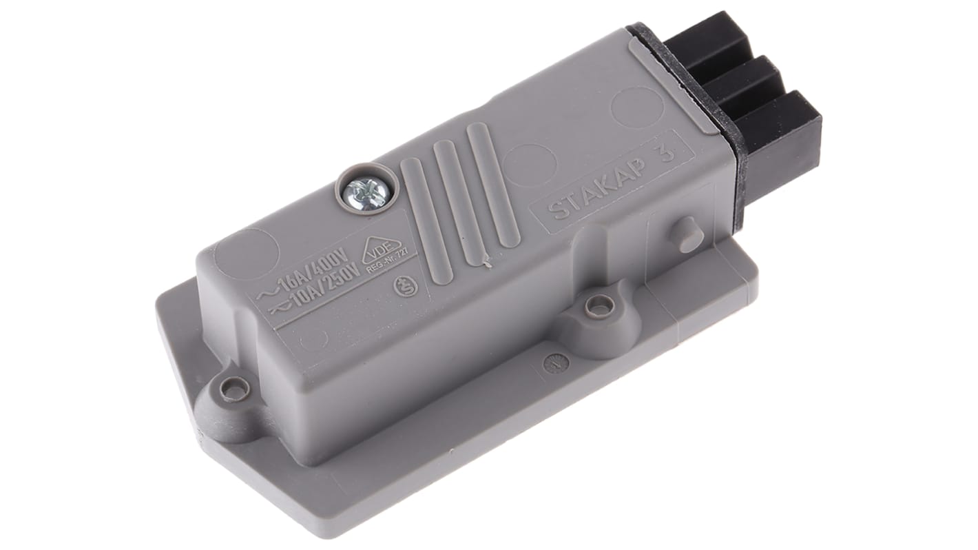 Conector de potencia industrial Hembra, Formato 3P + E, Orientación Recto, ST, 250 V, 400 V, 16A