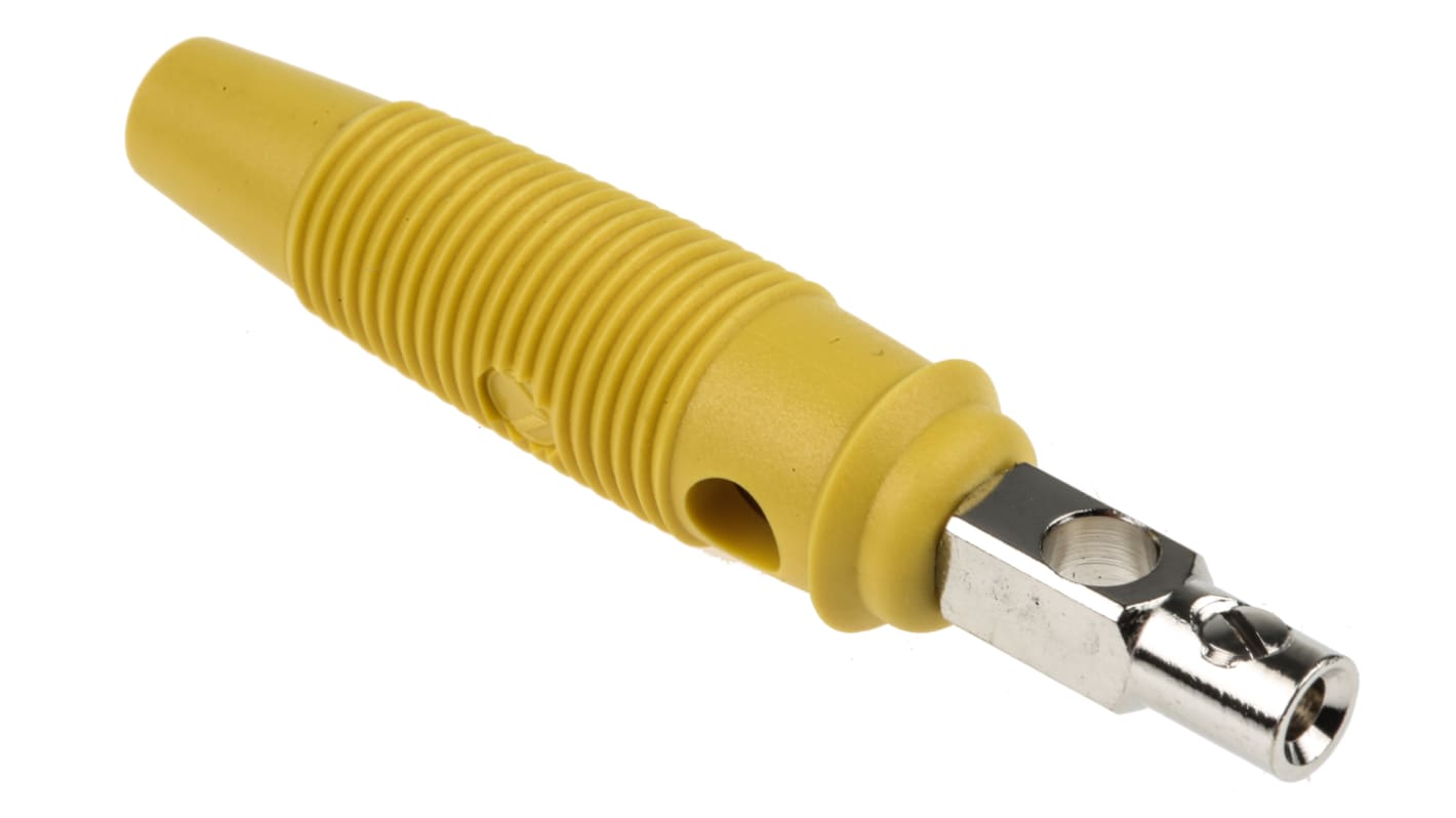 Hirschmann Test & Measurement Yellow Male Banana Plug, 4 mm Connector, Screw Termination, 16A, 60V dc, Nickel Plating