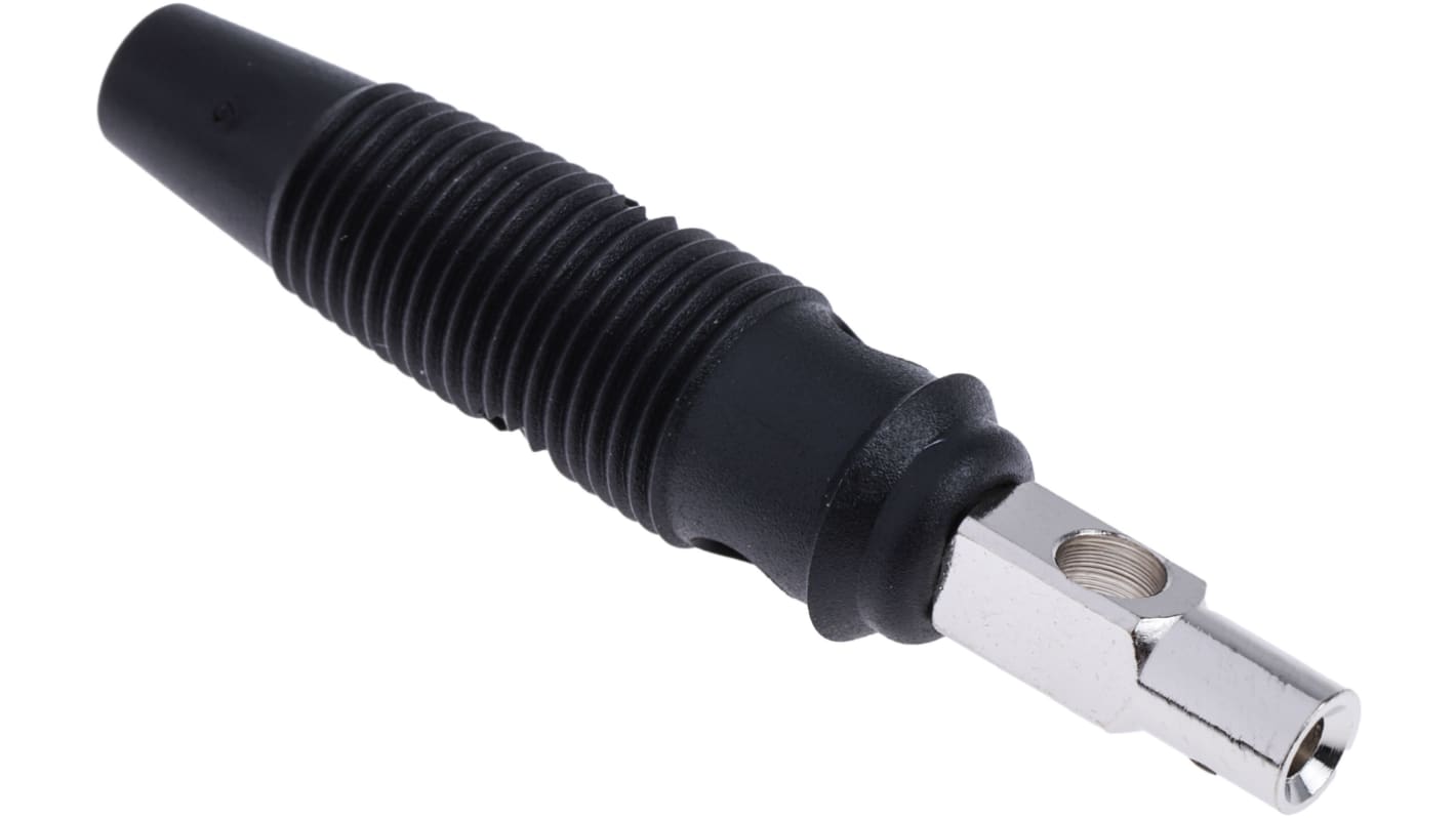 Hirschmann 4 mm Bananenstecker Schwarz, Kontakt vernickelt, 60V dc / 16A, Schraubanschluss