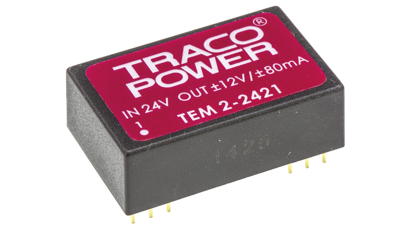 Convertidor dc-dc 2W, Salida ±12V dc, ±80mA, ±3%