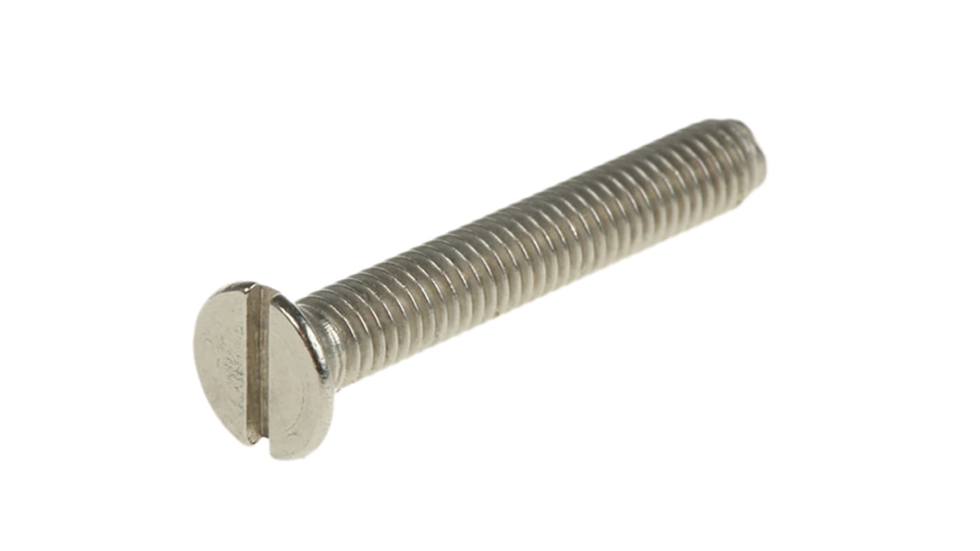 Tornillo de cabeza avellanada con huella ranurada RS PRO M3 x 20mm, paso de rosca 0.5mm, de Acero Inoxidable