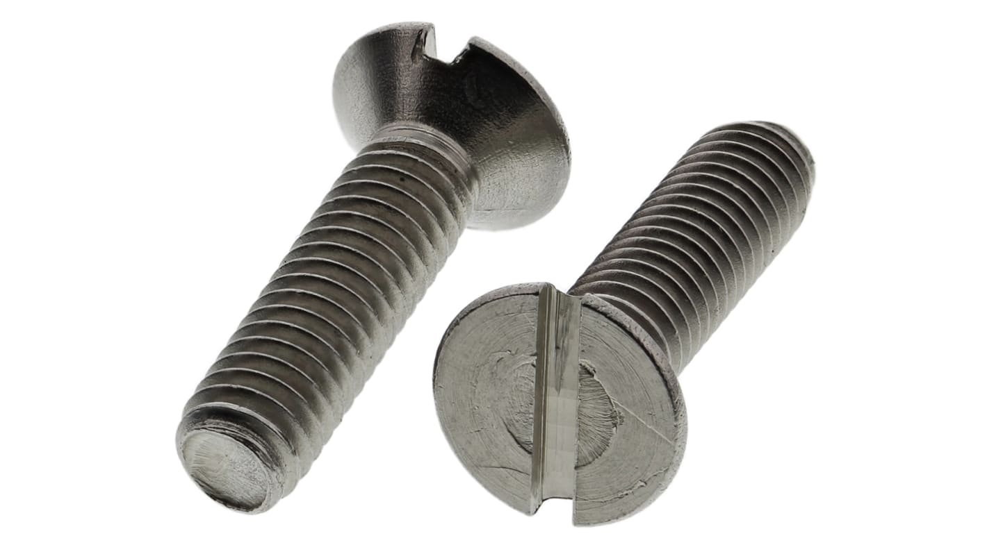 RS PRO Slot Countersunk A4 316 Stainless Steel Machine Screws DIN 963, M4x16mm