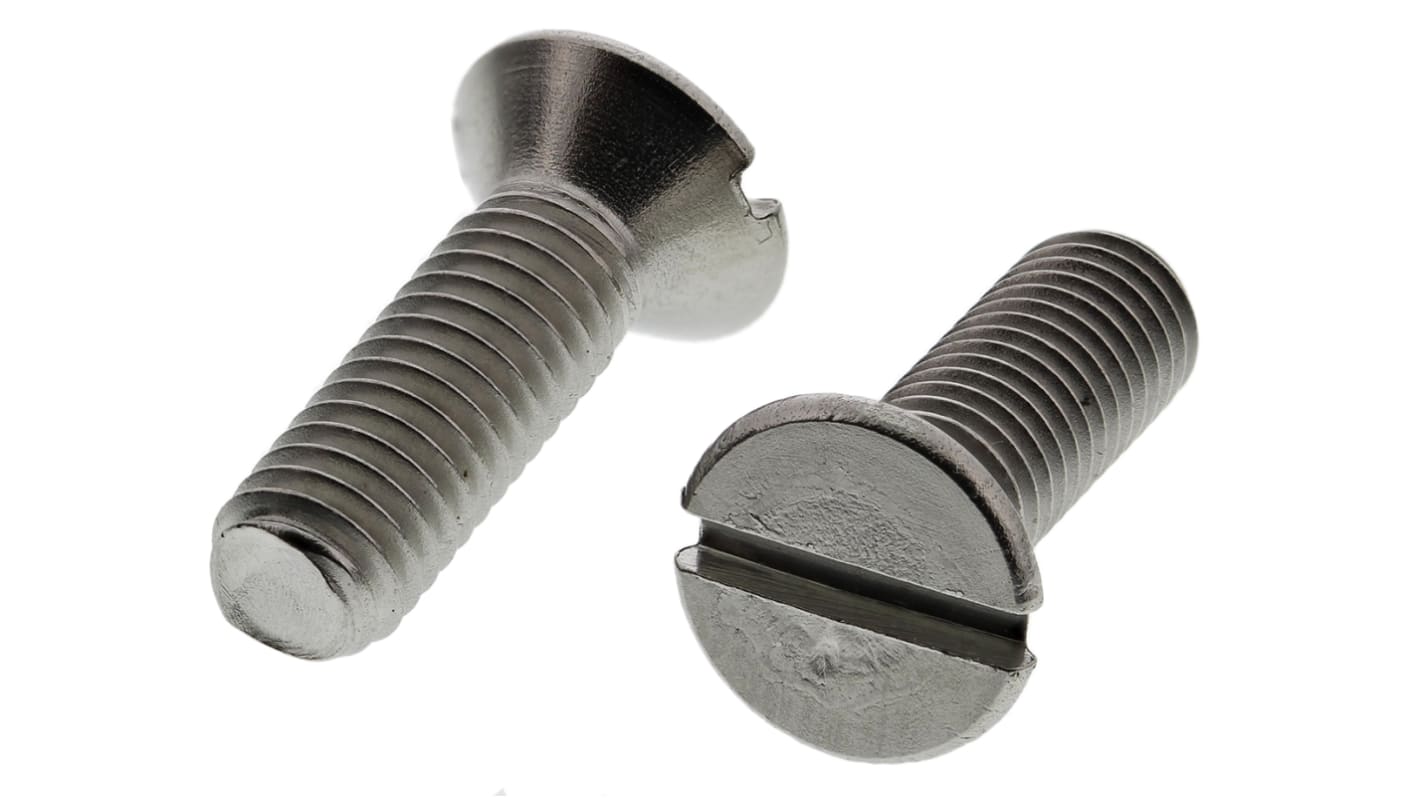 RS PRO Slot Countersunk A4 316 Stainless Steel Machine Screws DIN 963, M5x16mm