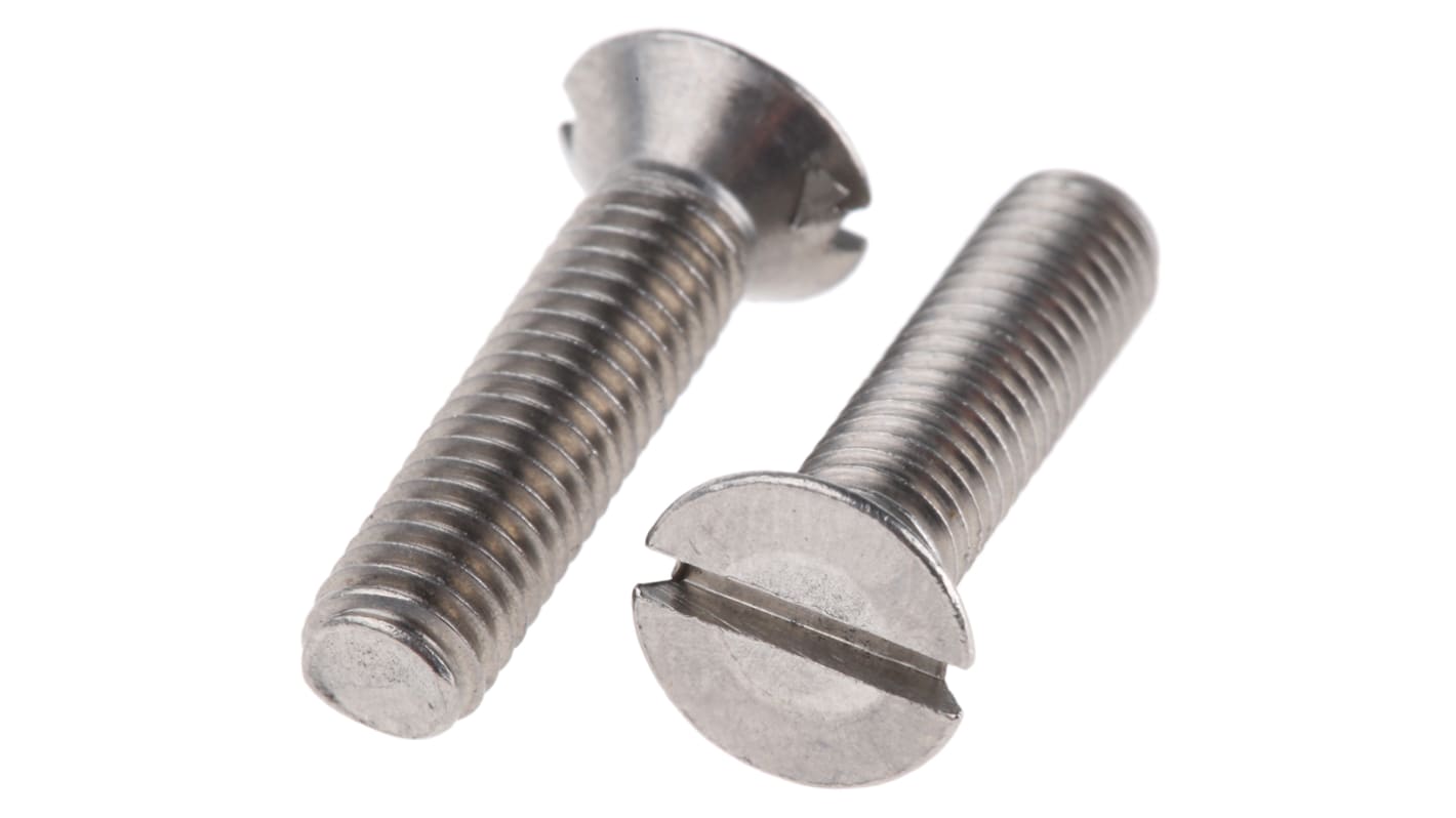 RS PRO Slot Countersunk A4 316 Stainless Steel Machine Screws DIN 963, M5x20mm