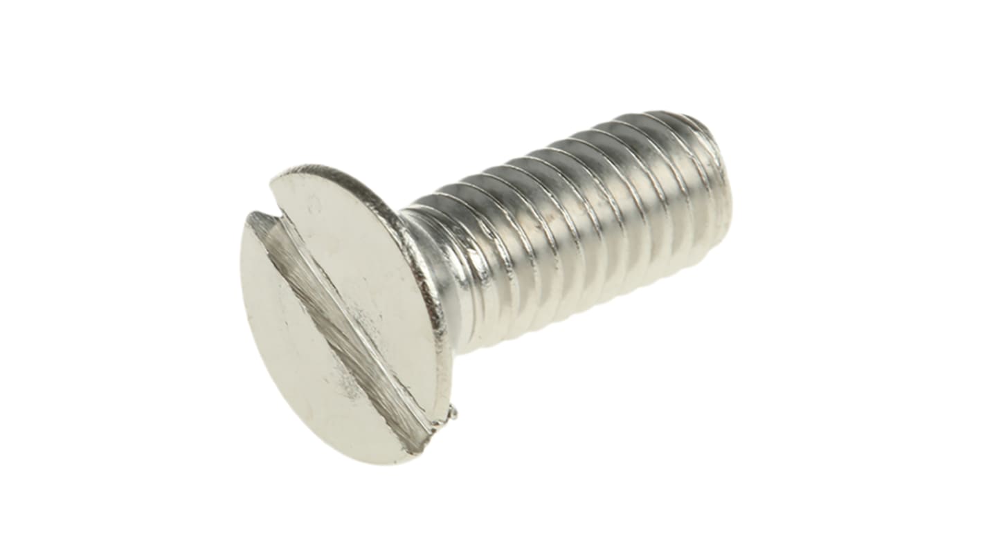 RS PRO Slot Countersunk A4 316 Stainless Steel Machine Screws DIN 963, M6x16mm