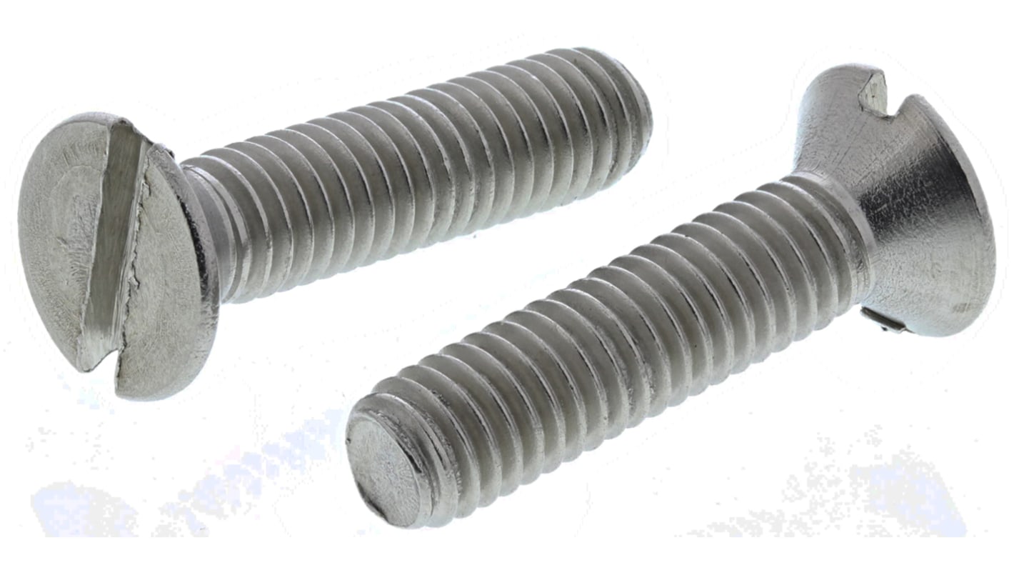 RS PRO Slot Countersunk A4 316 Stainless Steel Machine Screws DIN 963, M6x25mm