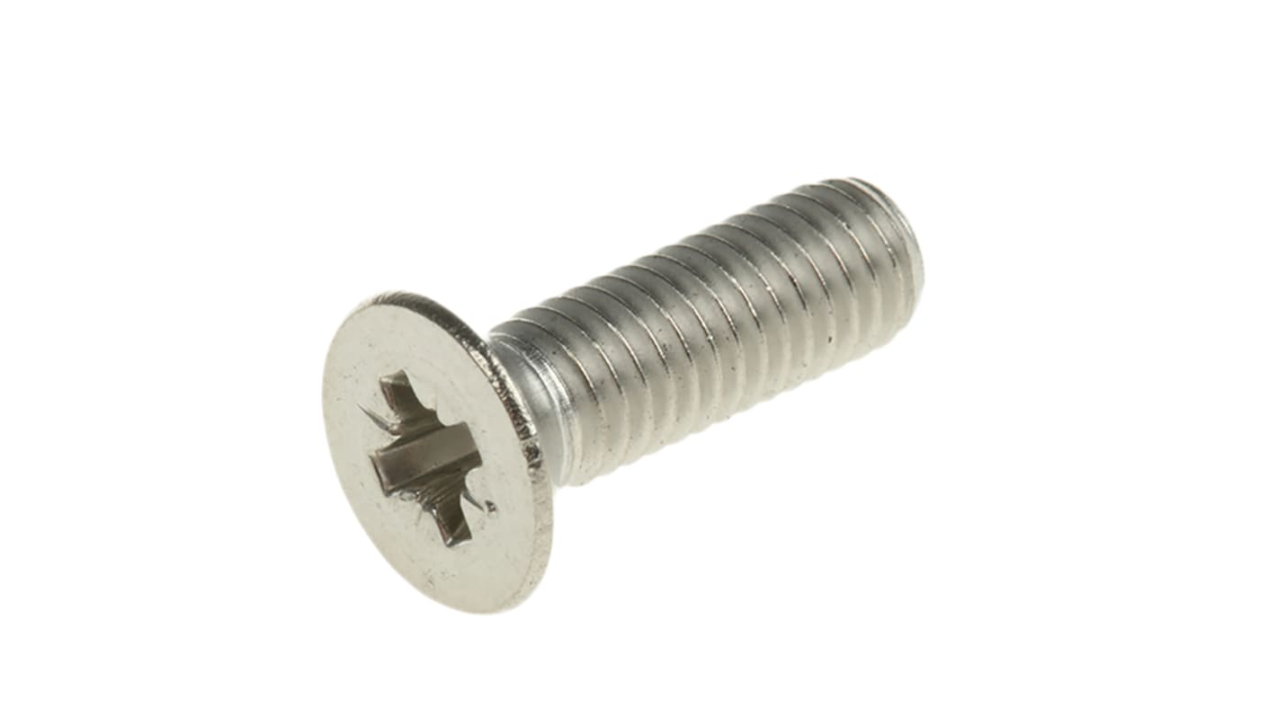 RS PRO Pozidriv Countersunk A4 316 Stainless Steel Machine Screws DIN 965, M5x16mm