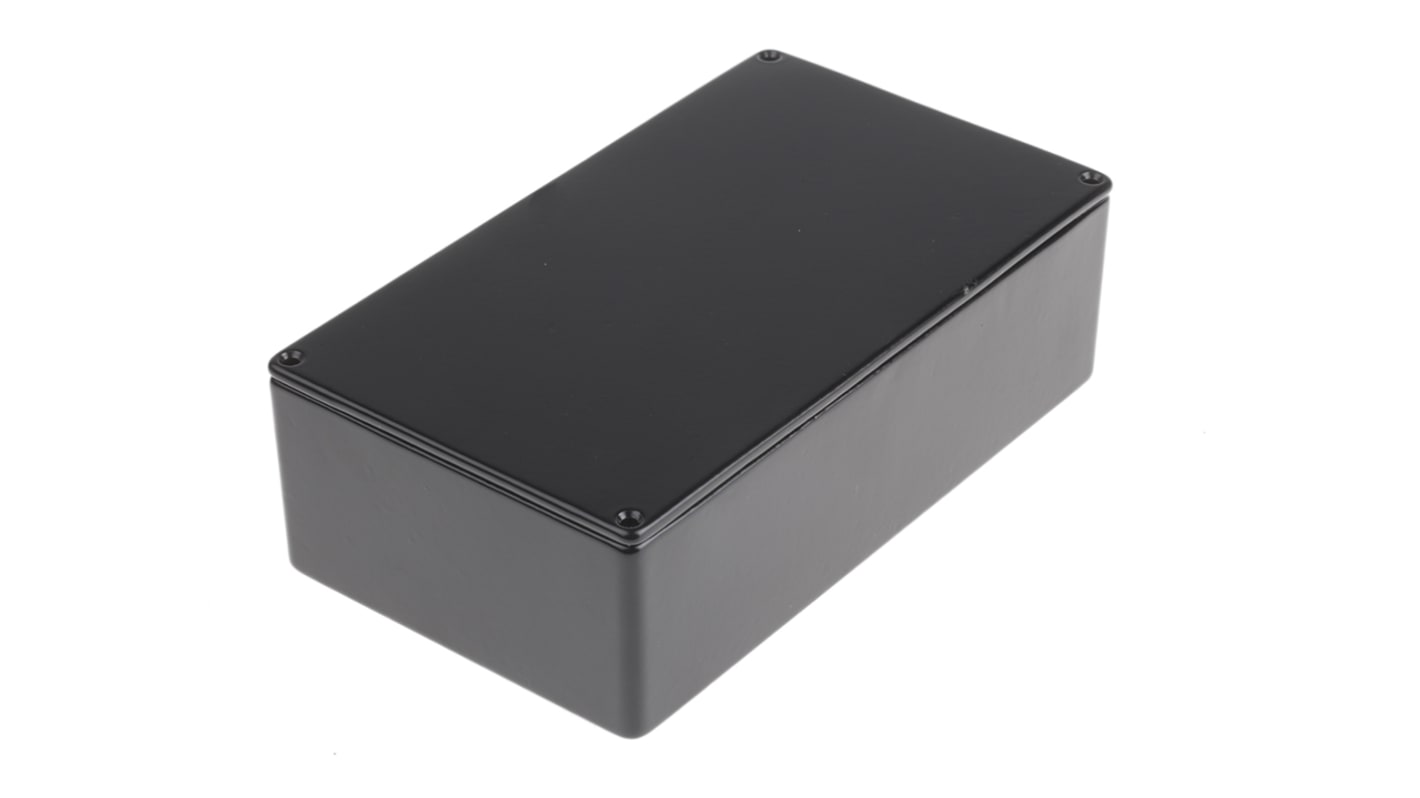 RS PRO Black Die Cast Aluminium Enclosure, IP54, Black Lid, 112 x 62 x 30.5mm