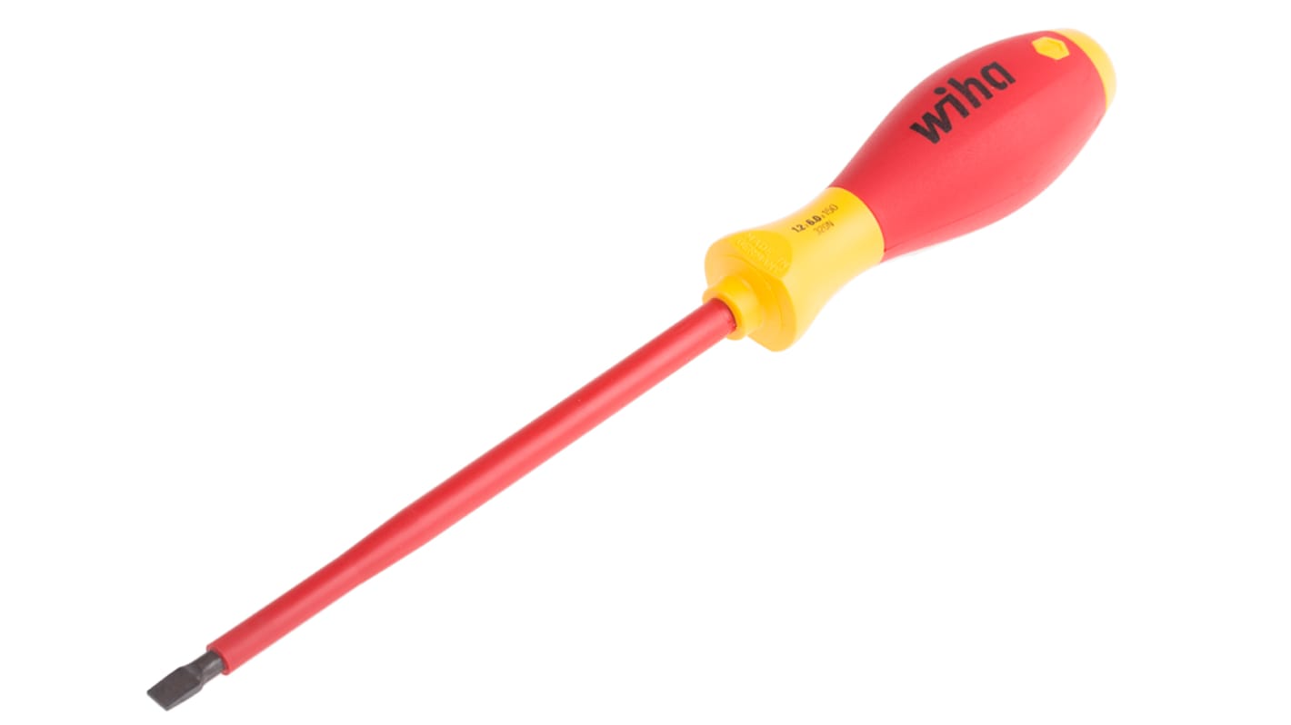 Wiha Tools Flat, 6 mm Tip, 150 mm Blade, VDE/1000V, 268 mm Overall