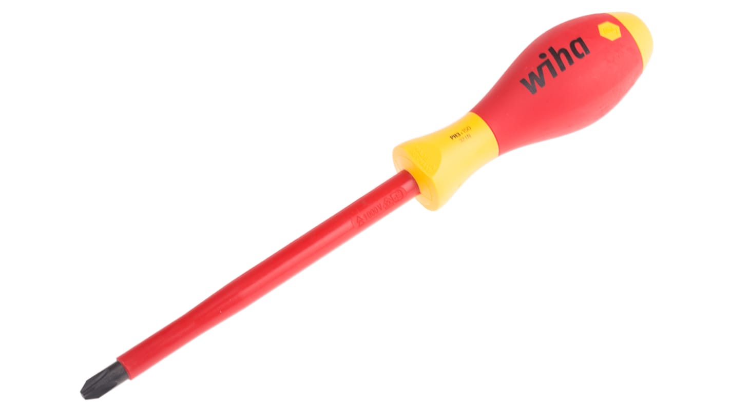 Wiha Tools Phillips, PH3 Tip, 150 mm Blade, VDE/1000V, 268 mm Overall