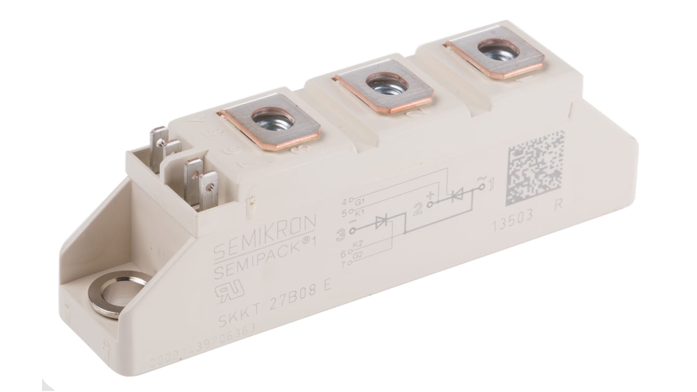 Modulo tiristore doppio  SCR Semikron, SEMIPACK1, 7 Pin, 25A, 800V, Montaggio a pannello