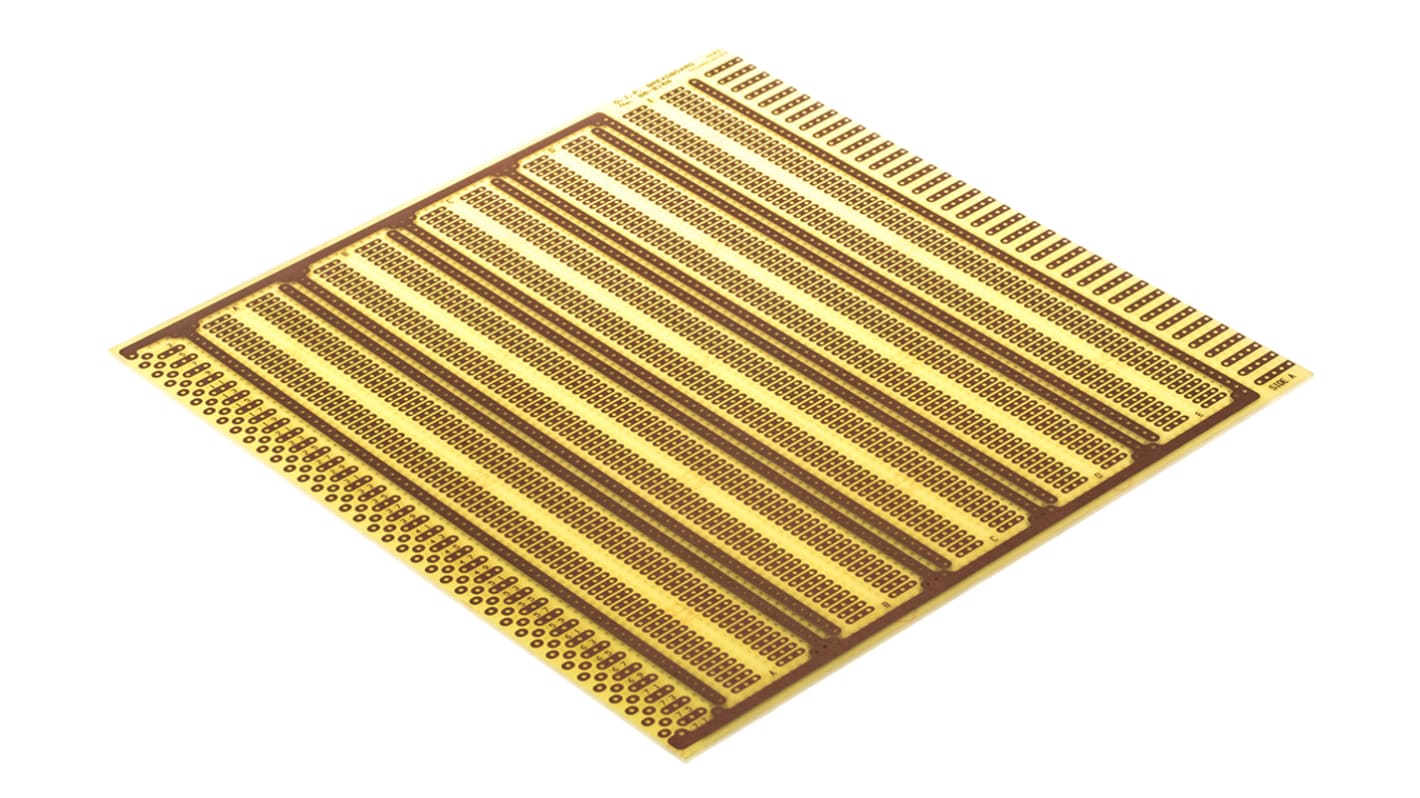 RS PRO Lochraster Experimentierplatine, PCB-Stärke 1.6mm, B. 194.31mm, Versuchsaufbauplatine