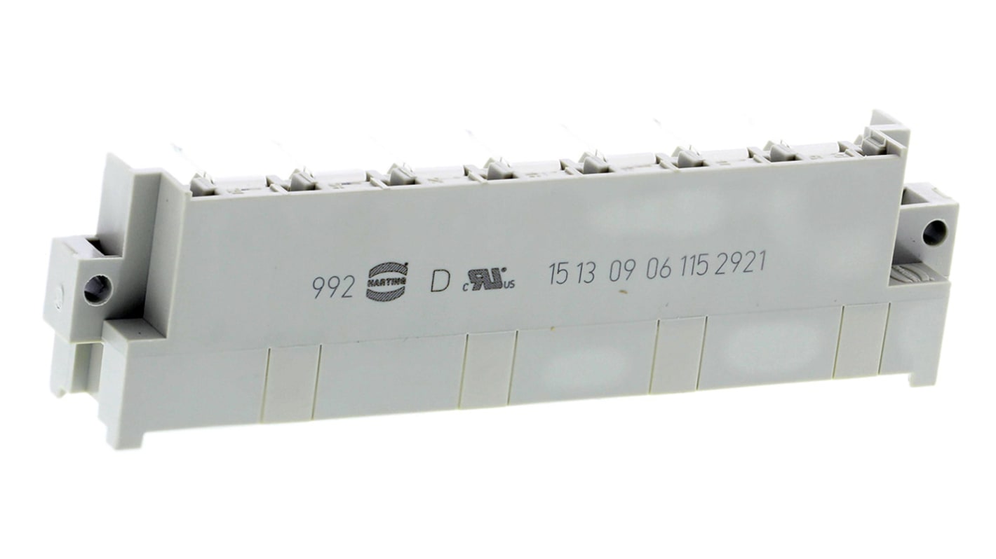 Conector DIN 41612 macho Ángulo de 90° HARTING de 15 contactos, paso 5.08mm, 2 filas