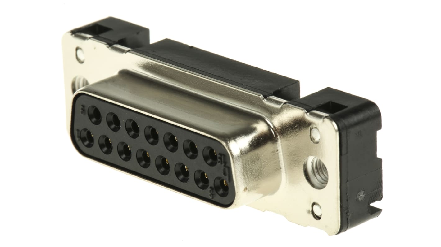 Harting 15 Way Through Hole D-sub Connector Socket, 2.74mm Pitch, with M3 Threaded Inserts