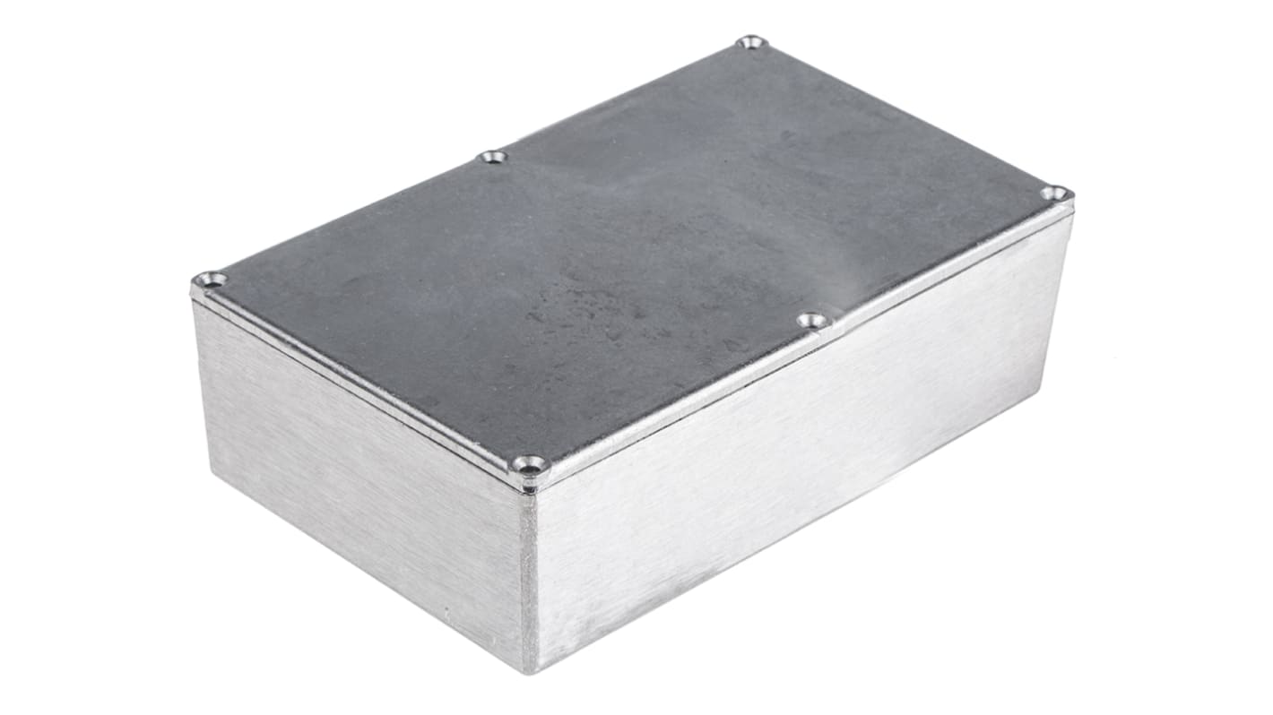 RS PRO Silver Aluminium Alloy Enclosure, IP65, Silver Lid, 222.5 x 145.8 x 54.7mm