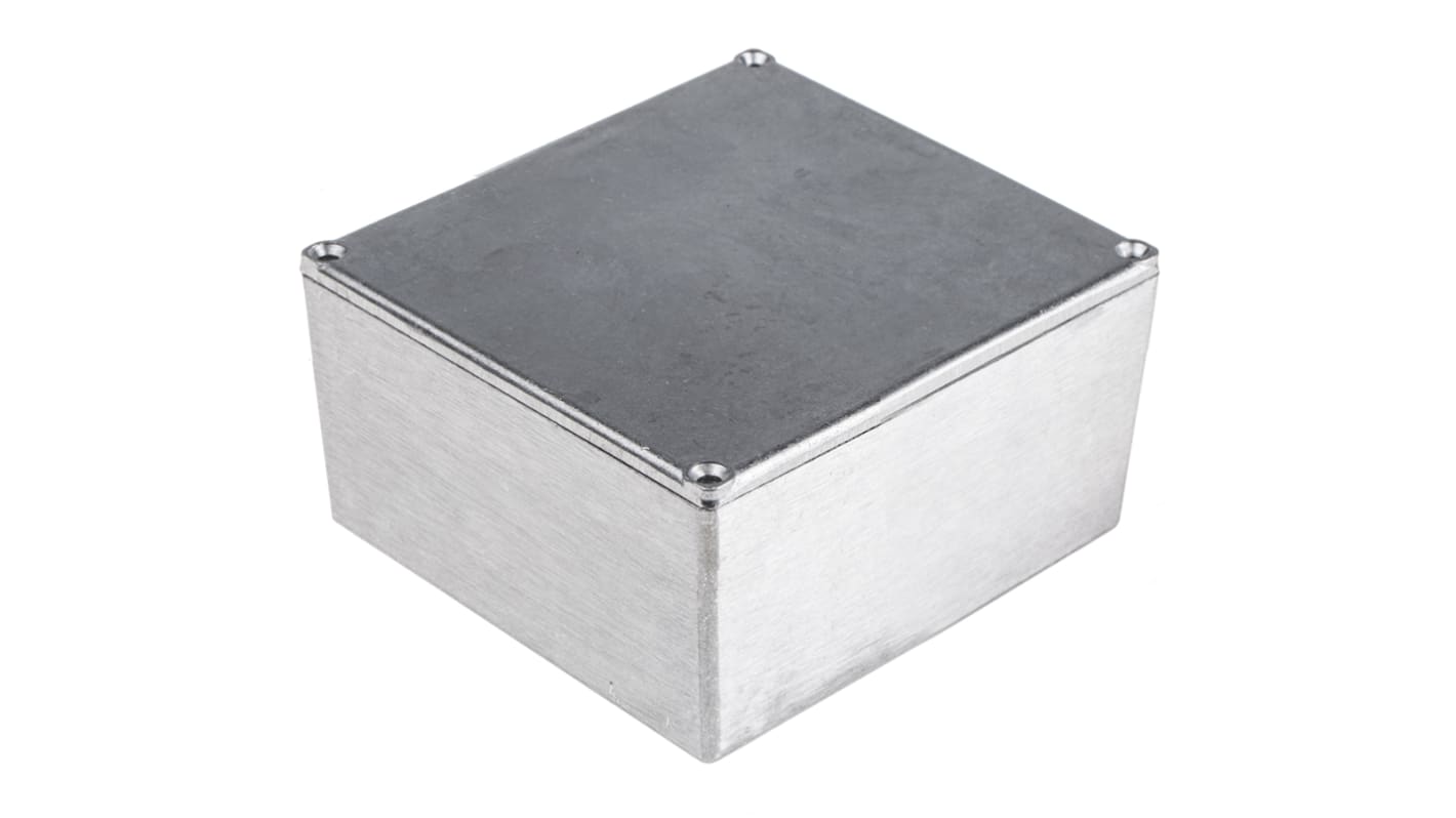 RS PRO Silver Die Cast Aluminium Enclosure, IP54, Silver Lid, 120.5 x 120.5 x 59.2mm